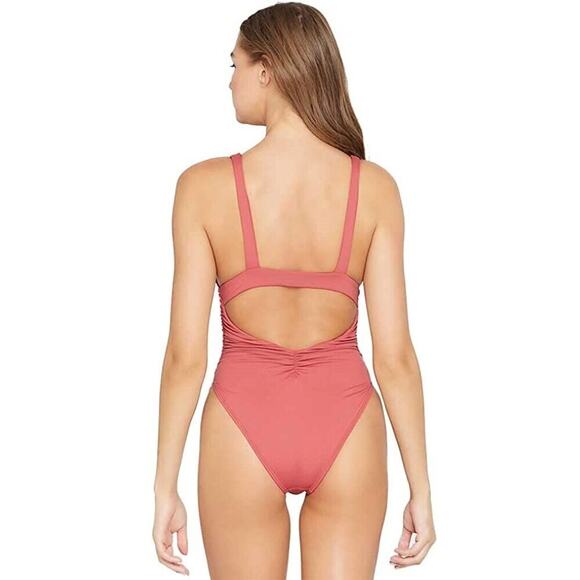 L'Space Women Peach Pink Sydney Beach V-neck One-Piece Bikini Swimsuit Size US 4 - Picture 2 of 2